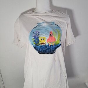 Nickelodeon Mens White Cotton Spongebob Squarepants Graphic T Shirt Size Large
